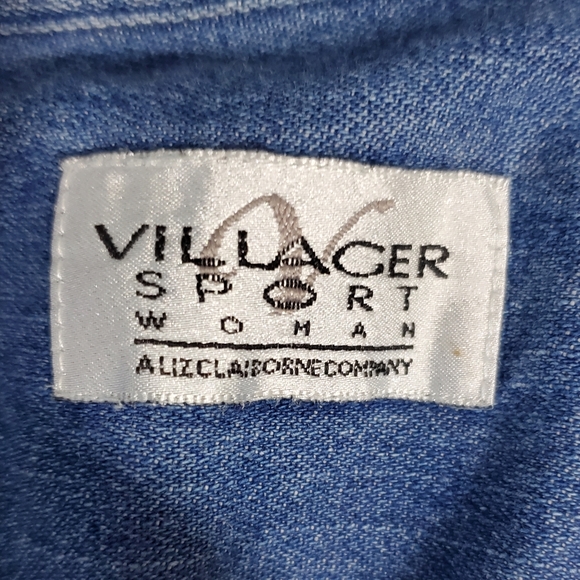 90s Villager Sport Denim Jacket Shirt Sz 3 ~ Pre-Owned With Removable Collar - Picture 11 of 16